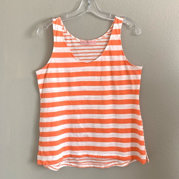 Loft Coral White Stripe Sunwashed Tank - Picture 1 of 5
